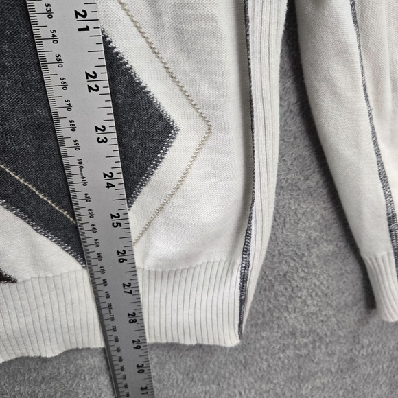BKE Buckle Men Sweater Large White Foster Argyle 1/4 Zip Long Sleeve Mock Neck - Picture 5 of 10